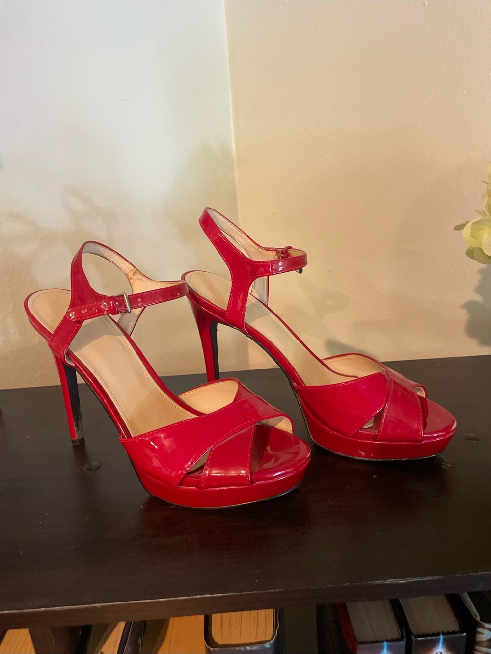 Guess Red Patent Platform Heels